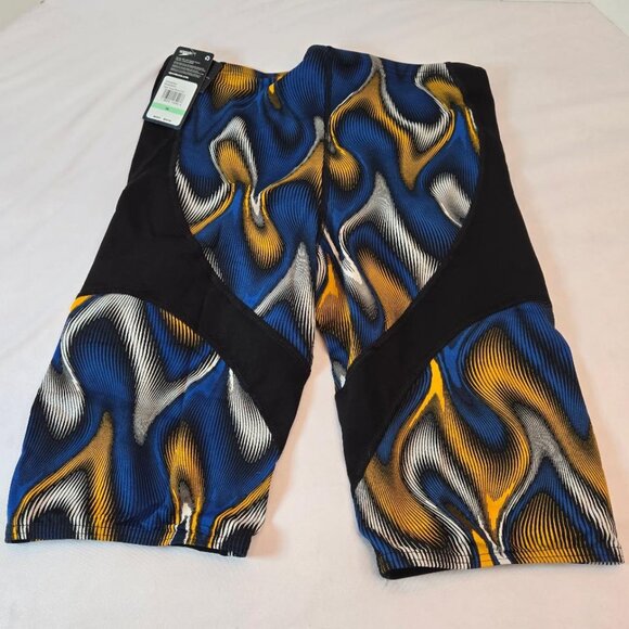 SPEEDO Men's Jammer Endurance+ Solid Competition Swimsuit Sz 34 Team Blue Gold - Picture 2 of 7